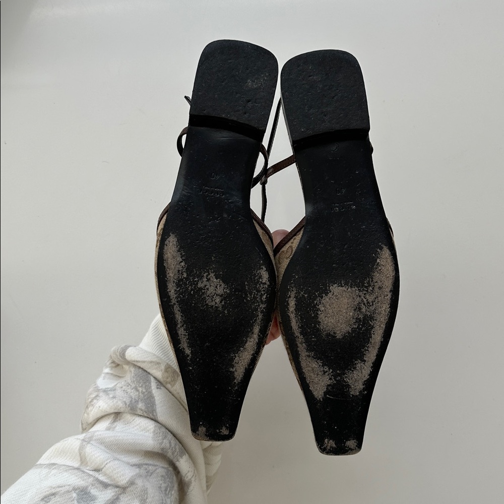 Gucci Beige Monogram Slingback Flats - Picture 12 of 13